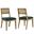 Nimba Faux Rattan Fabric Dining Chairs Set of 2 In Heathered Weave and Azure