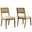 Nimba Faux Rattan Fabric Dining Chairs Set of 2 In Heathered Weave and Ivory