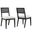 Nimba Faux Rattan Fabric Dining Chairs Set of 2 In Heathered Weave and Light Gray
