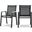 Nizuc Water Resistant Fabric Outdoor Patio Aluminum Mesh Dining Arm Chair Set of 2 In Black/Grey