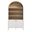 Nolan 74 Inch Tall Wide Arched Storage Display Cabinet Bookshelf In Ivory and Oak