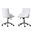 Olivia Swivel Office Chair with Tufted Seat In White Faux Leather and Stainless Steel