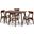 Orion Mid-Century Modern Transitional Light Beige Fabric Upholstered and Walnut Brown Finished Wood 5-Piece Dining Set