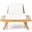 Outdoor Club Chair with Slatted Design and Water Resistance Cushion In Beige
