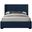 Oxford Linen Textured Fabric Queen Bed In Navy