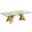 Ozuna Geometric Coffee Table In Clear Glass and Gold Stainless Steel