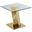 Ozuna Geometric Sofa End Table In Clear Glass and Gold Stainless Steel