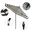 Pacific Trail 9' Patio Umbrella with Aluminum Pole Ribs Push Button Tilt Crank Lift with Sunbrella Fabric In Cabana Classic and Stone Black
