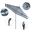 Pacific Trail 9' Patio Umbrella with Aluminum Pole Ribs Push Button Tilt Crank Lift with Sunbrella Fabric In Cabana Regatta and Hammertone Grey