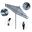 Pacific Trail 9' Patio Umbrella with Aluminum Pole Ribs Push Button Tilt Crank Lift with Sunbrella Fabric In Cabana Regatta and Stone Black