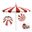 Pagoda 8.5' Patio Umbrella with Aluminum Pole Push Lift with Sunbrella Fabric In Natural/Jockey Red/White