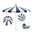 Pagoda 8.5' Patio Umbrella with Aluminum Pole Push Lift with Sunbrella Fabric In Natural/Navy Blue/White