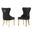 Pam Double Tufted Side Chairs Set of 2 In Black Velvet and Gold Stainless Steel Legs