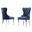 Pam Tufted Side Chairs Set of 2 In Navy Blue Velvet and Silver Stainless Steel