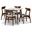 Paras Fabric Upholstered and Wood 5-Piece Dining Set with Faux Marble Dining Table In Light Grey and Walnut Brown