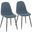 Pebble Contemporary Chair In Black Steel And Blue Fabric - Set Of 2
