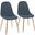 Pebble Contemporary Chair In Gold Steel And Blue Fabric - Set Of 2