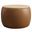 Perla Vegan Leather Storage Round Ottoman In Tan