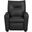 Perline 23 Inch PVC Fabric Kids Recliner Chair with Cupholder In Black