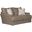 Prato Top Grain Italian Leather Match Loveseat with Cuddler Cushions In Putty