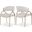 Privet Linen Textured Fabric Dining Chair Set of 2 In Beige and Brushed Brass