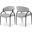 Privet Linen Textured Fabric Dining Chair Set of 2 In Grey/Matte Black