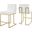 Privy Counter Stool Upholstered Fabric Set of 2 In Gold and White