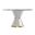 Qorvus 60 Inch Round Dining Table with Sintered Stone Top In White and Medium Grey