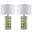 Quatrefoil Green and Off-White 27 Inch Table Lamp Set of 2