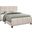 Queen Size Bed In Beige Linen With Black Wood Legs