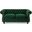Quixotic Chesterfield Tufted Loveseat with Scroll Arms and Turned Legs In Emerald