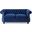 Quixotic Chesterfield Tufted Loveseat with Scroll Arms and Turned Legs In Navy Blue
