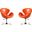 Raspberry Faux Leather Adjustable Swivel Chair in Tangerine and Polished Chrome (Set of 2)