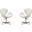 Raspberry Faux Leather Adjustable Swivel Chair in White and Polished Chrome (Set of 2)