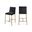Reeves Chenille Fabric Upholstered Counter Stool Set of 2 In Black and Brushed Gold