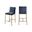 Reeves Chenille Fabric Upholstered Counter Stool Set of 2 In Navy and Brushed Gold