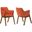 Renzo Orange Fabric and Walnut Wood Dining Side Chair Set of 2