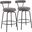 Rhonda Contemporary Counter Stool In Black Steel And Charcoal Fabric - Set Of 2