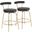 Rhonda Glam Counter Stool In Gold Metal And Black Velvet - Set Of 2