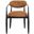 Riccio Performance Fabric Upholstered Dining Arm Chair Set of 2 In Cognac and Black