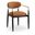 Riccio Performance Fabric Upholstered Dining Arm Chair Set of 2 In Cognac and Stained Black