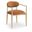 Riccio Performance Fabric Upholstered Dining Arm Chair Set of 2 In Cognac and Stained Natural