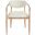 Riccio Performance Fabric Upholstered Dining Arm Chair Set of 2 In Cream and Stained Natural