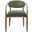 Riccio Performance Fabric Upholstered Dining Arm Chair Set of 2 In Olive and Stained Walnut