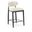 Riccio Performance Fabric Upholstered Stool In Beige and Brushed Brass