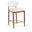 Riccio Performance Fabric Upholstered Stool In Beige and Stained Walnut