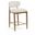 Riccio Performance Fabric Upholstered Stool In Cream and Stained Walnut
