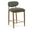 Riccio Performance Fabric Upholstered Stool In Olive and Stained Walnut