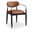 Riccio Vegan Leather Upholstered Dining Arm Chair Set of 2 In Cognac and Stained Black