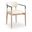 Riccio Vegan Leather Upholstered Dining Arm Chair Set of 2 In Cream and Stained Natural